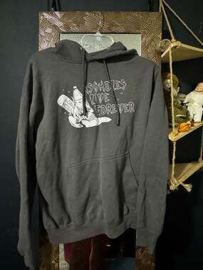 Assholes Live Forever Skull Bottle Graphic Grey Pullover Hoodie
